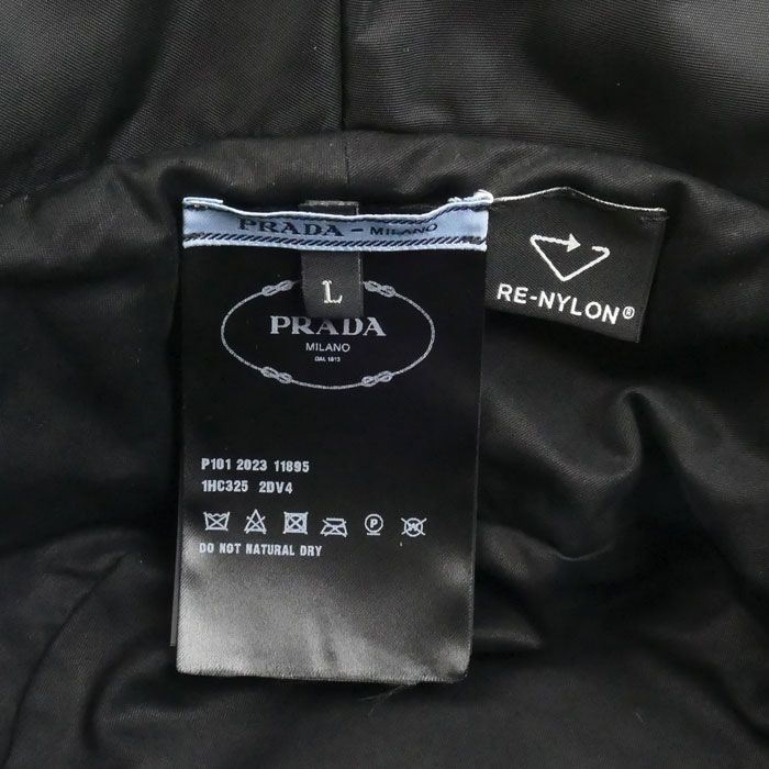 Prada Triangle Logo Bucket Hat Black