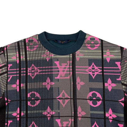 Louis Vuitton Sweatshirt Pullover M Monogram Jacquard Green Pink Sweater