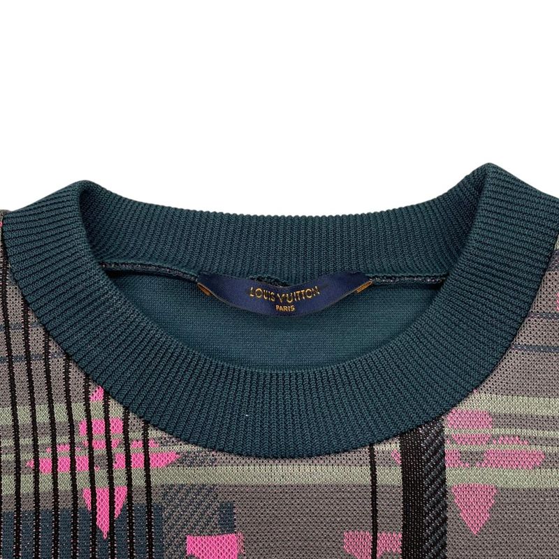 Louis Vuitton Sweatshirt Pullover M Monogram Jacquard Green Pink Sweater
