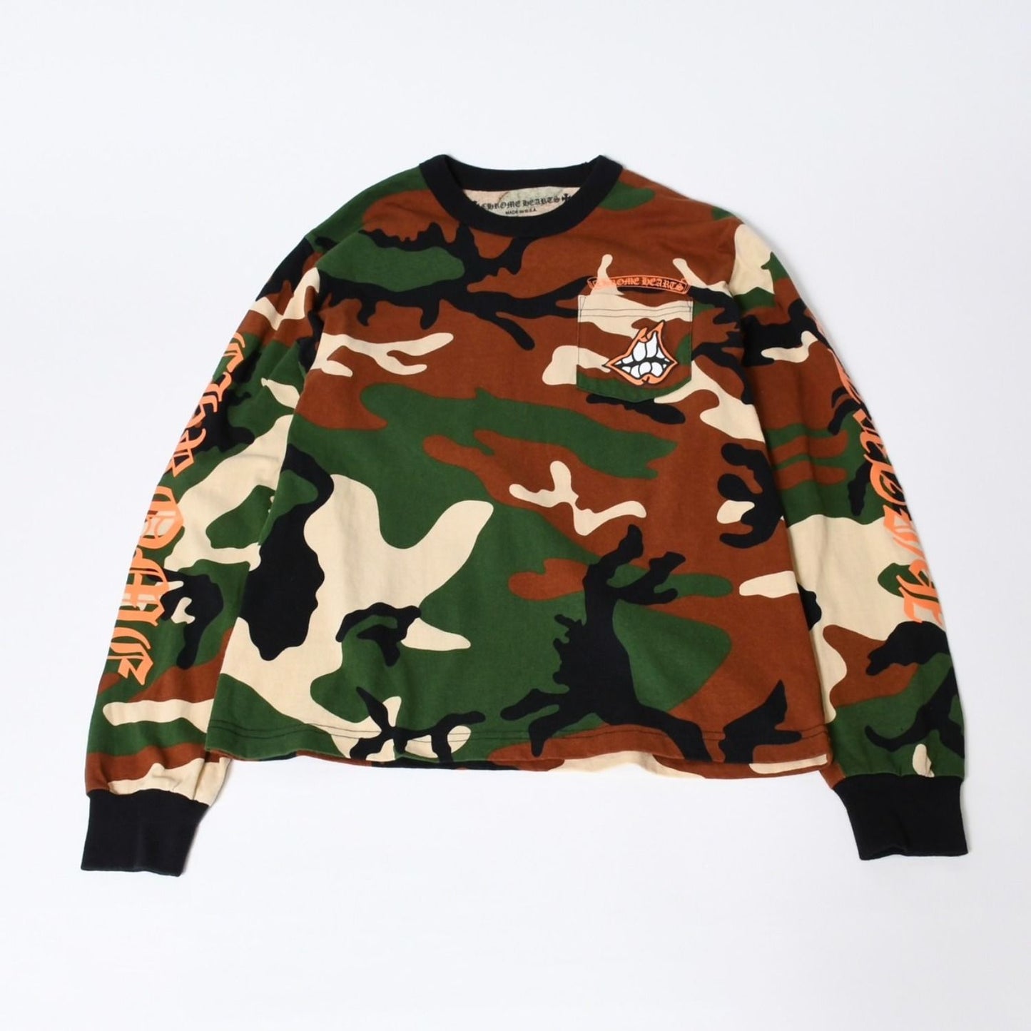 Chrome Hearts Matty Boy Camo Pattern Graphic Crew Neck Long Sleeve T-Shirt S