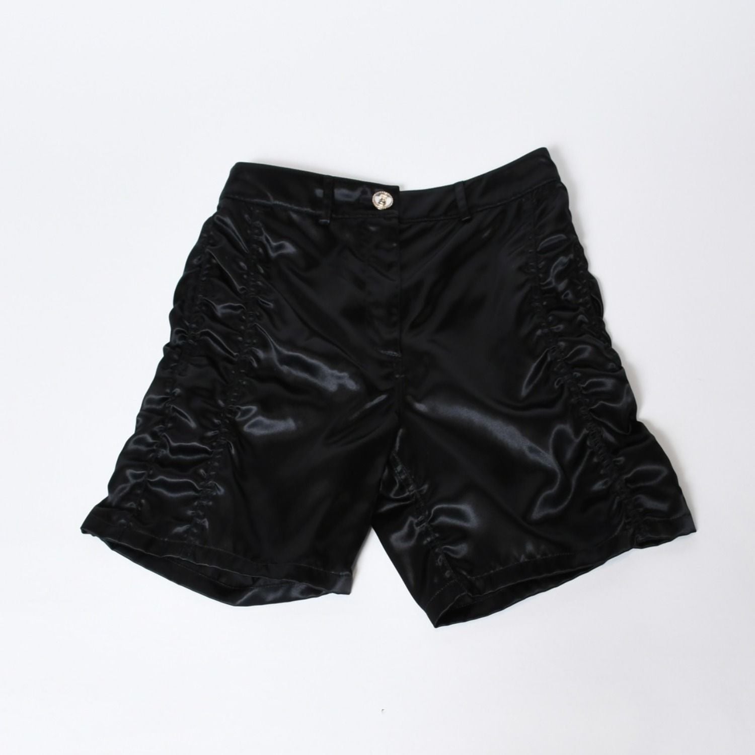 Chanel Shorts No 5 Button CC Logo Black Gathered 36