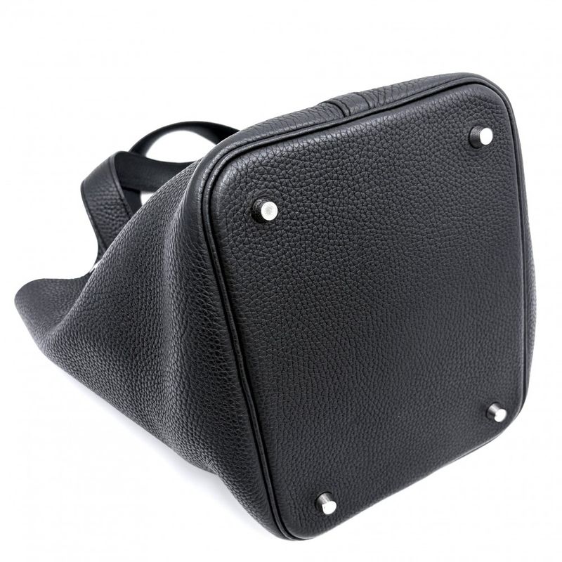 Hermes Handbag Picotin Lock MM Leather Black Silver