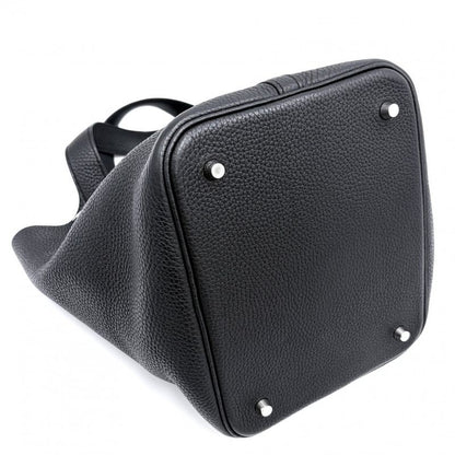 Hermes Handbag Picotin Lock MM Leather Black Silver