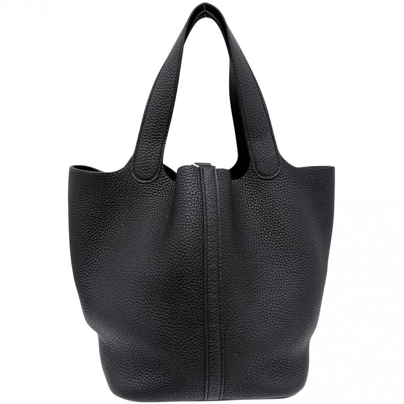 Hermes Handbag Picotin Lock MM Leather Black Silver