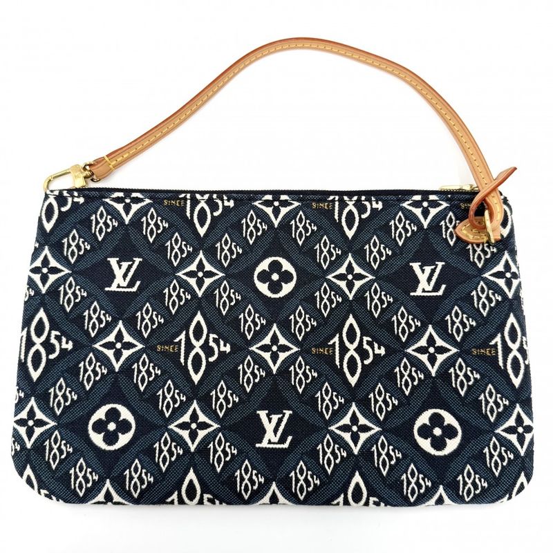 Louis Vuitton Tote Monogram Jacquard Neverfull MM Handbag Navy- X Brown