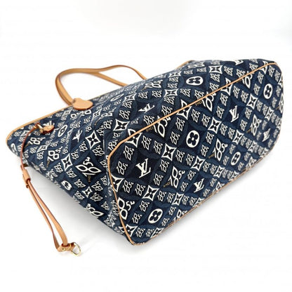 Louis Vuitton Tote Monogram Jacquard Neverfull MM Handbag Navy- X Brown