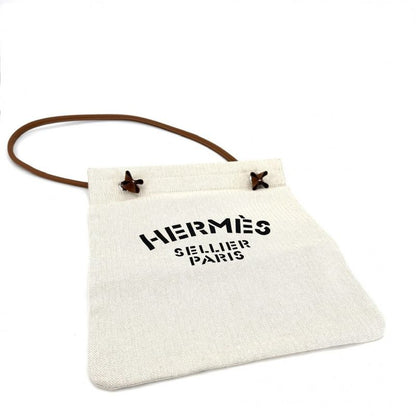 Hermes to Tote Su Ali Nu MM Handbag Shoulder Toile Beige Brown