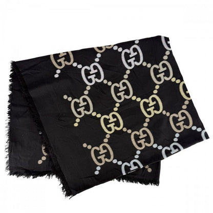 Gucci Shawl Su GG Total Pattern Ska-f Cotton Black Multicolor