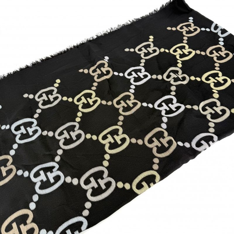 Gucci Shawl Su GG Total Pattern Ska-f Cotton Black Multicolor