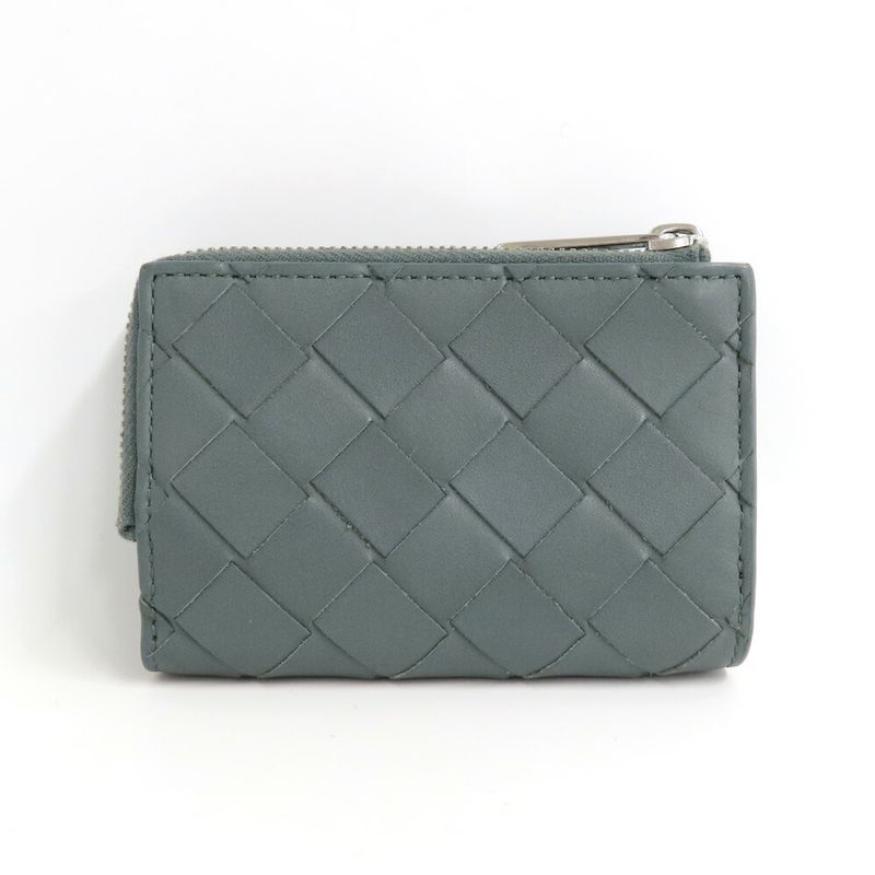 Bottega Veneta Trifold Wallet Intrecciato Gray Leather