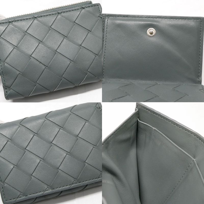 Bottega Veneta Trifold Wallet Intrecciato Gray Leather
