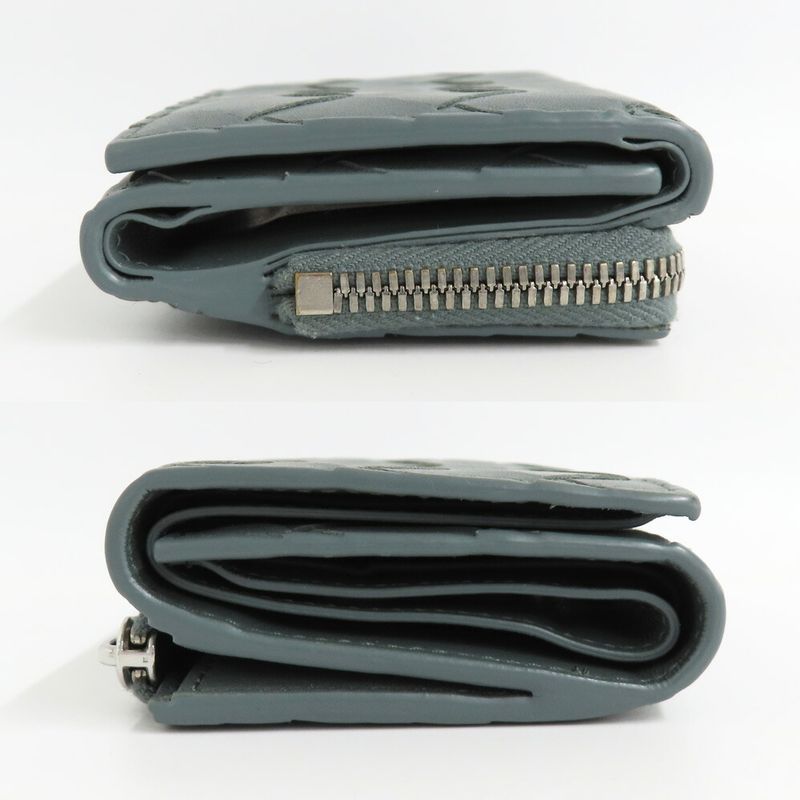 Bottega Veneta Trifold Wallet Intrecciato Gray Leather