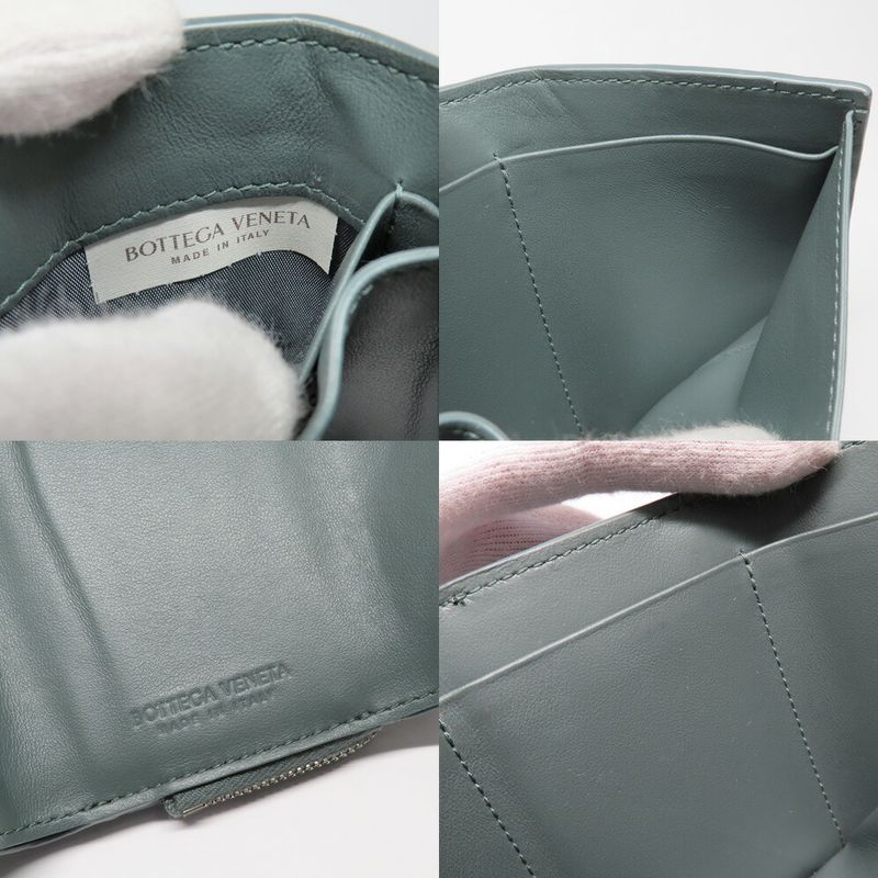 Bottega Veneta Trifold Wallet Intrecciato Gray Leather