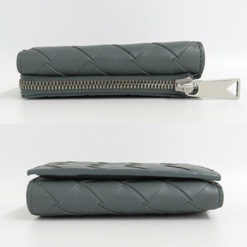 Bottega Veneta Trifold Wallet Intrecciato Gray Leather