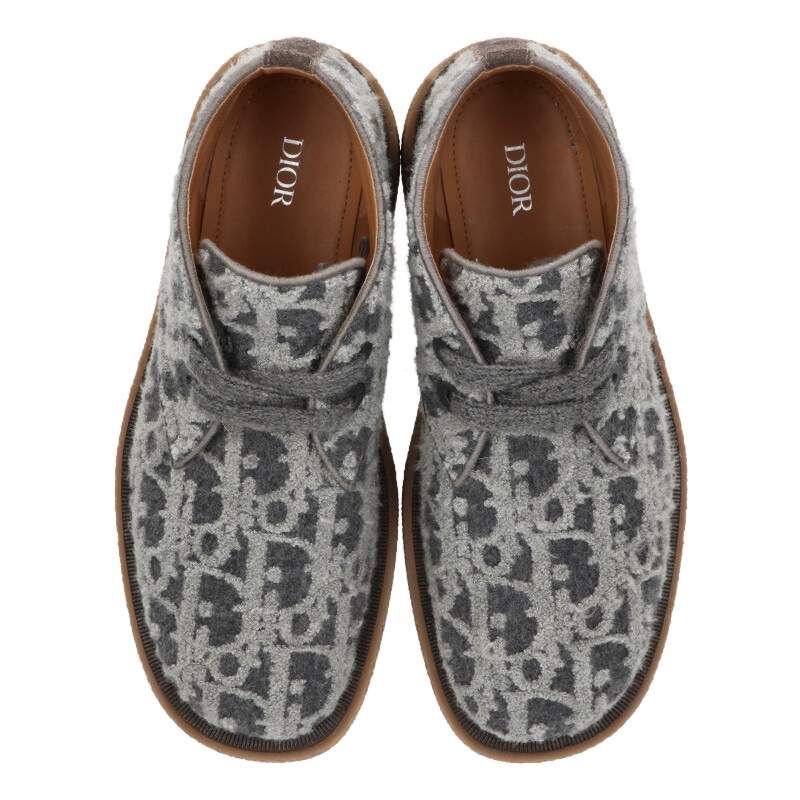 Dior Sahara All Over Pattern Chukka Boots 42 Graybrown Tone