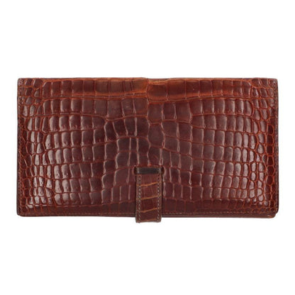 Hermes Bearn Souffle Porosus Shine Wallet Brown Tone