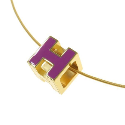 Hermes Cage de Ash Cube Necklace Gold Plated