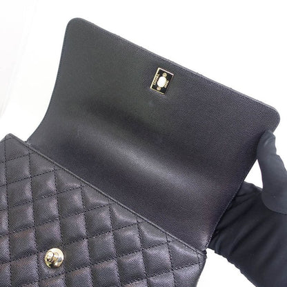 Chanel Large Top Handle Flap Bag Grain Calfskin BK