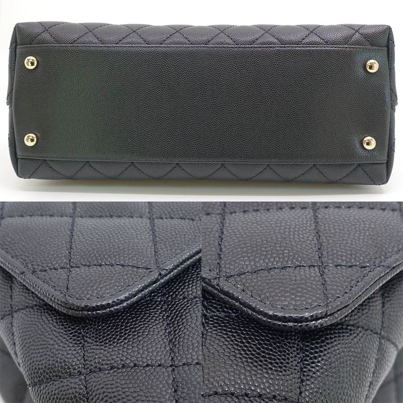 Chanel Large Top Handle Flap Bag Grain Calfskin BK