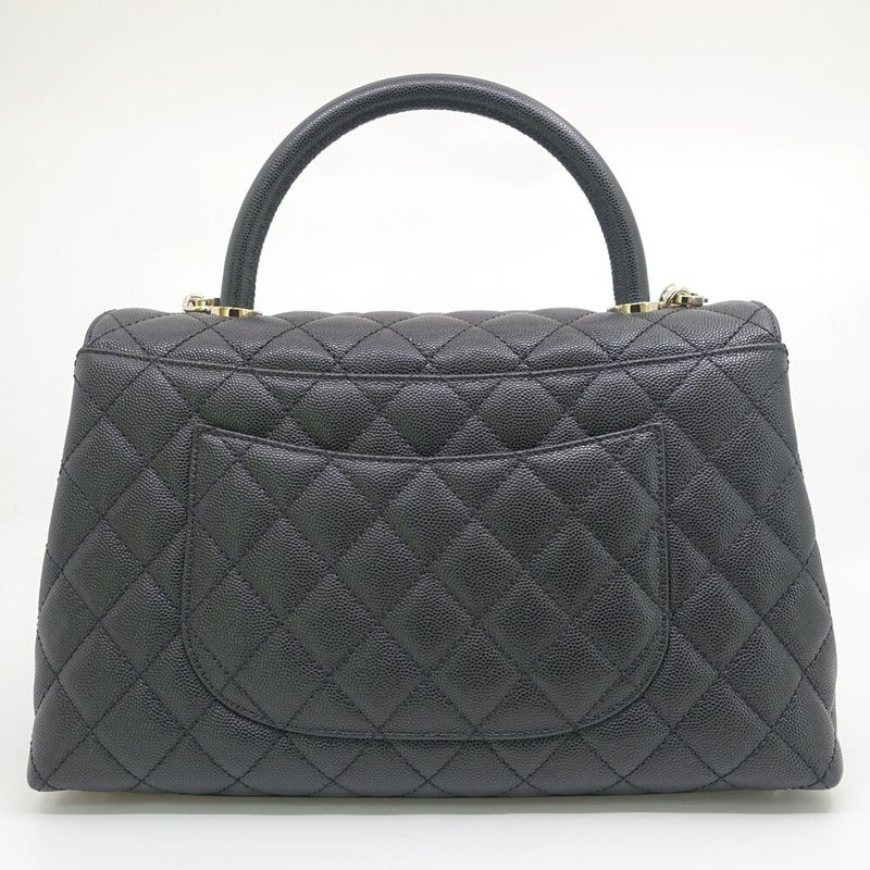Chanel Large Top Handle Flap Bag Grain Calfskin BK