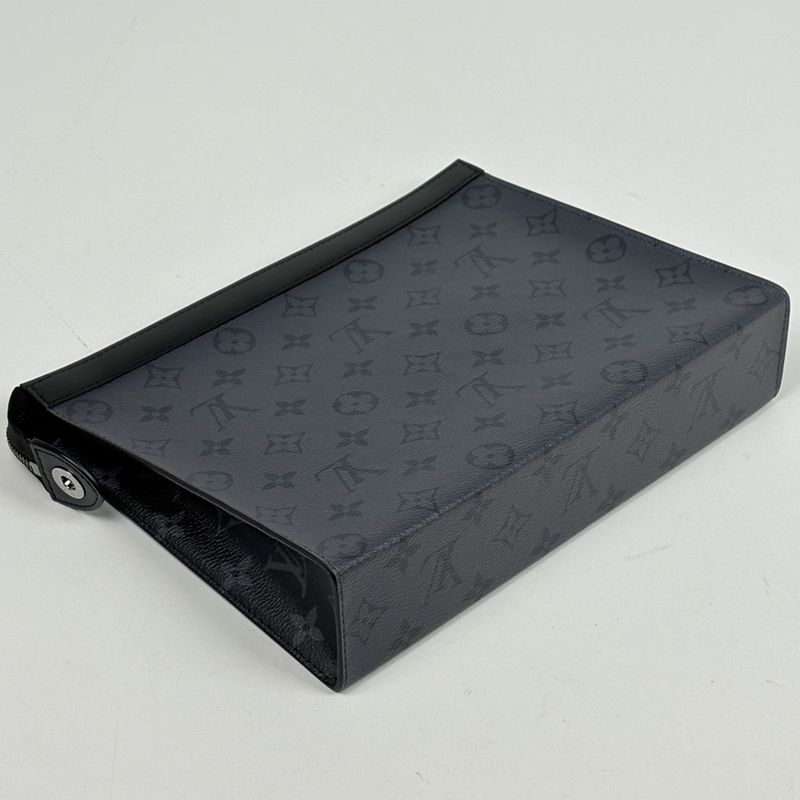 Louis Vuitton Pochette Voyage Clutch Monogram Eclipse Gray Black