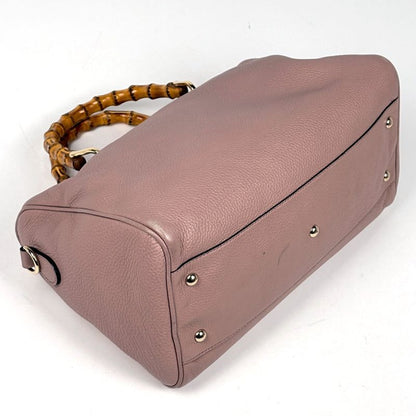 Gucci Bamboo 2-Way Shoulder Bag Leather Pink