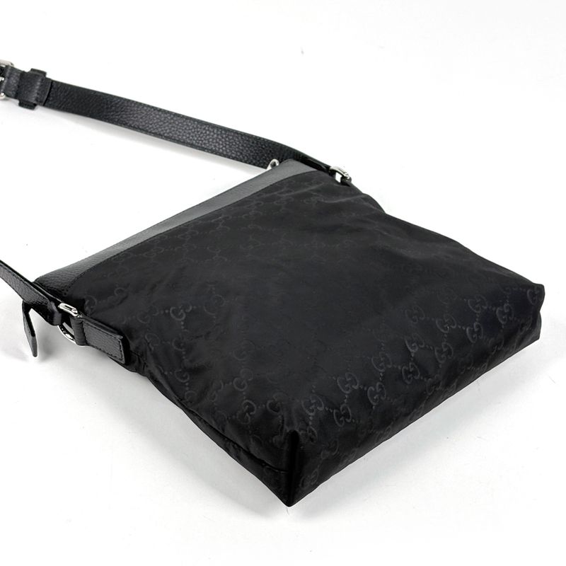 Gucci GG Pattern Shoulder Bag Nylon Black