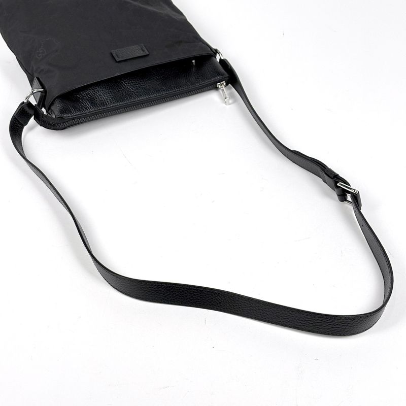 Gucci GG Pattern Shoulder Bag Nylon Black