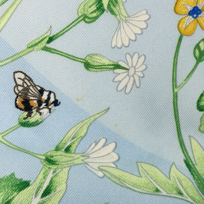 Hermes Carre 90 la Prairie Grassland Scarf Silk Light Blue Light Multicolor