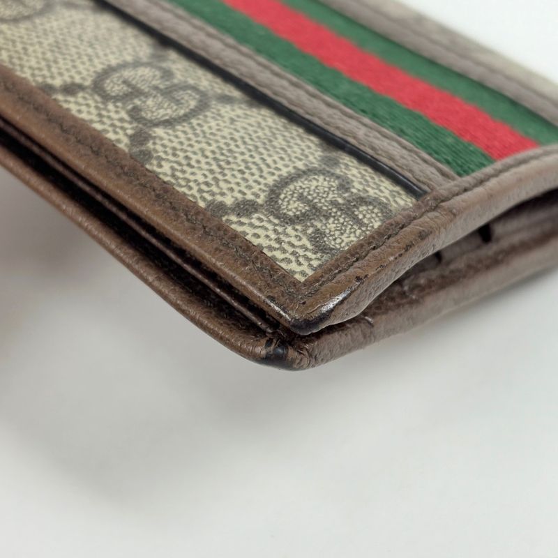 Gucci Ophidia GG Coin Wallet Pattern Double Web Sherry