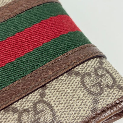 Gucci Ophidia GG Coin Wallet Pattern Double Web Sherry