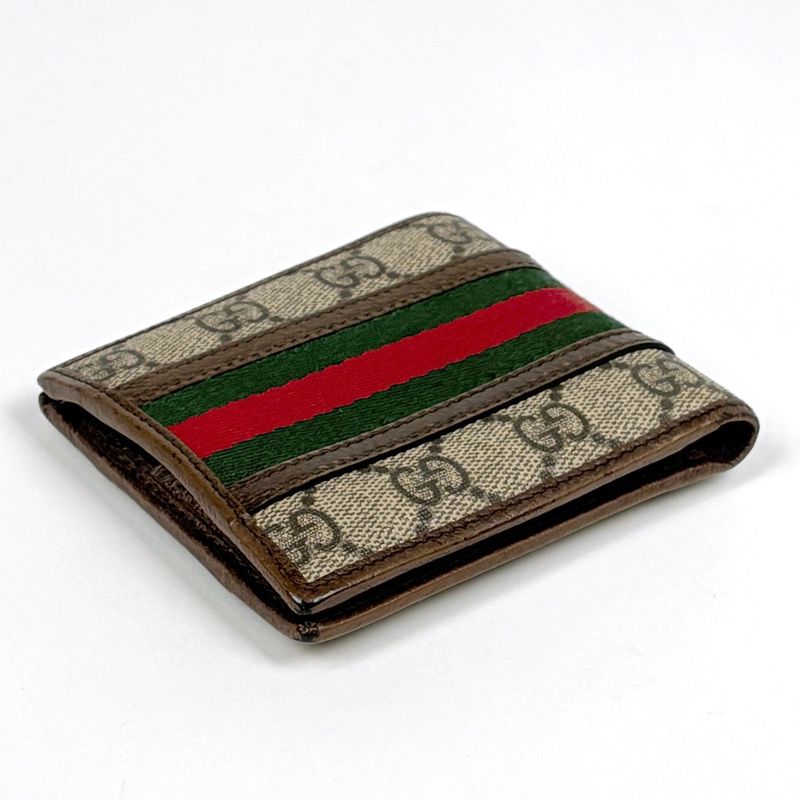 Gucci Ophidia GG Coin Wallet Pattern Double Web Sherry