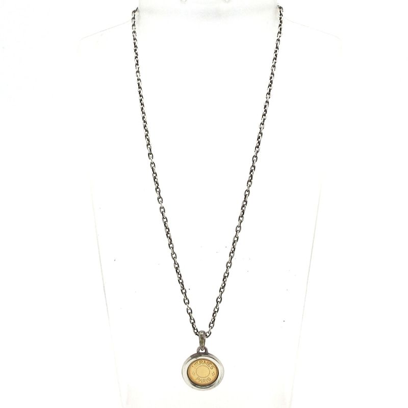 Hermes Necklace Silver 18k Yellow Gold External Chain X