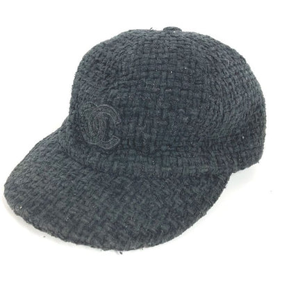 Chanel Cap CC Logo Cotton Black