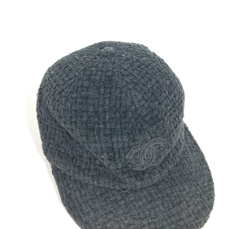 Chanel Cap CC Logo Cotton Black