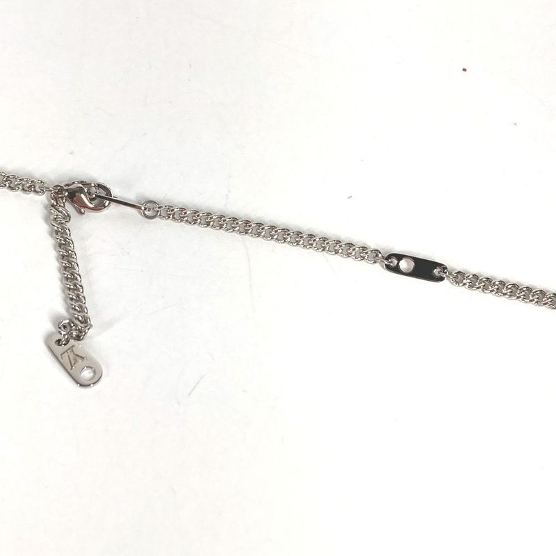 Louis Vuitton Necklace Collier LV Stone Taiga Eye Pendant Silver Brown