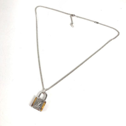 Louis Vuitton Necklace Collier LV Stone Taiga Eye Pendant Silver Brown