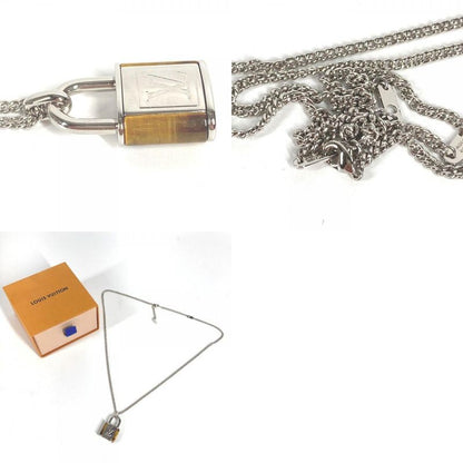 Louis Vuitton Necklace Collier LV Stone Taiga Eye Pendant Silver Brown