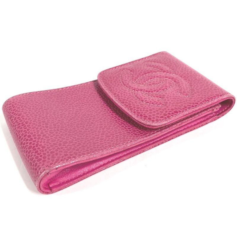 Chanel Pouch CC Logo Caviar Leather Pink