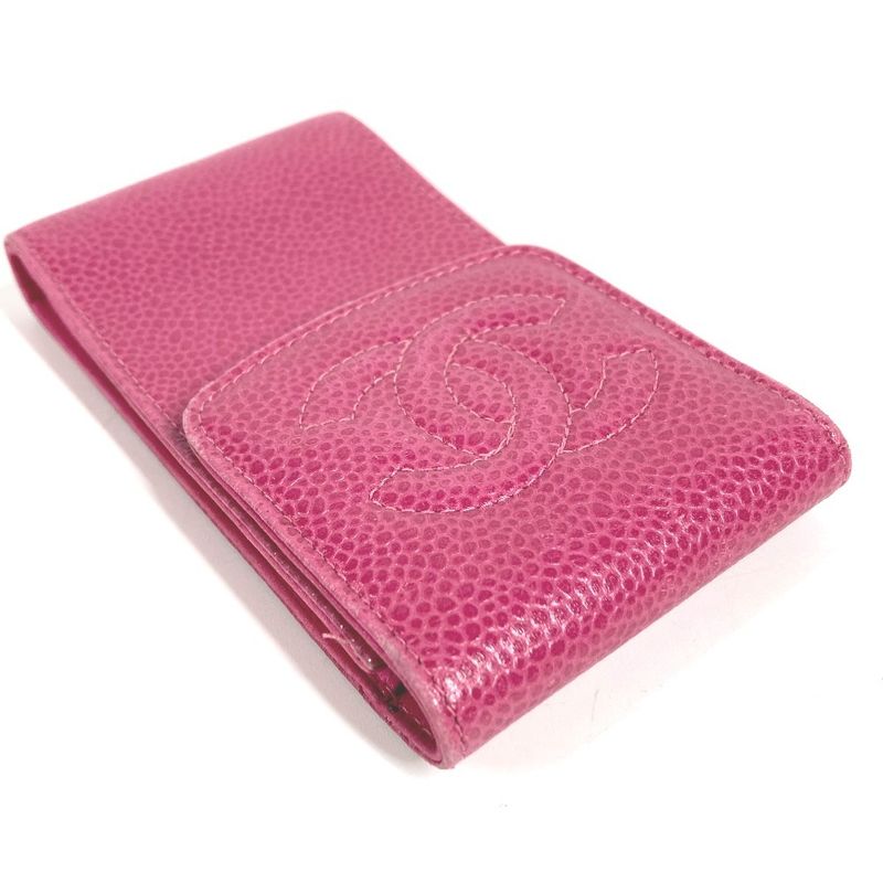 Chanel Pouch CC Logo Caviar Leather Pink