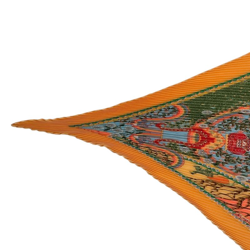 Hermes Scarf Pleated Axis Mundi Center of the World Yellow