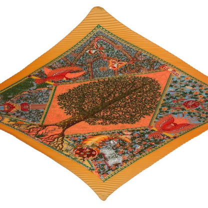 Hermes Scarf Pleated Axis Mundi Center of the World Yellow