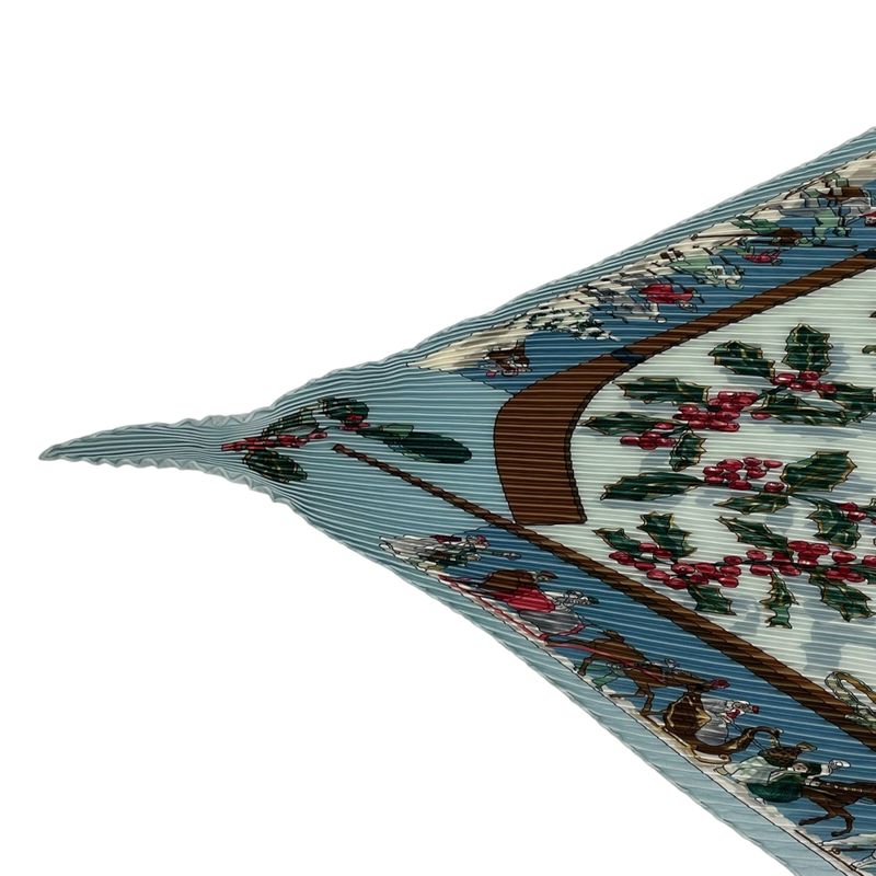 Hermes Scarf Pleated Silk Neige D'antan Last Year's Snow Blue