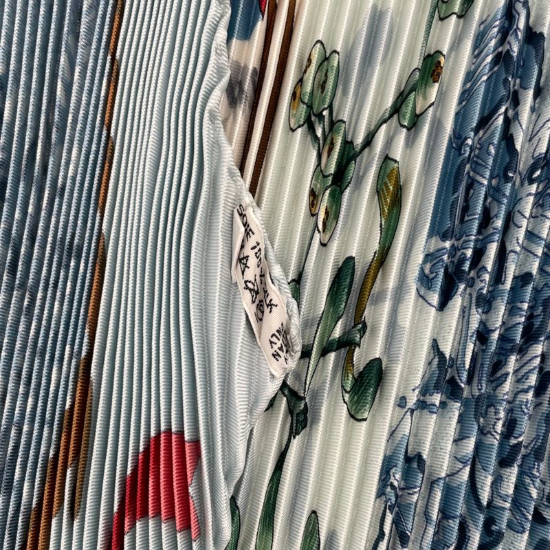 Hermes Scarf Pleated Silk Neige D'antan Last Year's Snow Blue