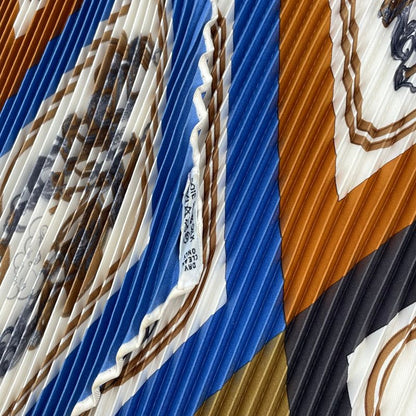 Hermes Scarf Pleated Silk Brides de Gala Geometric Pattern Horse Tackle Box