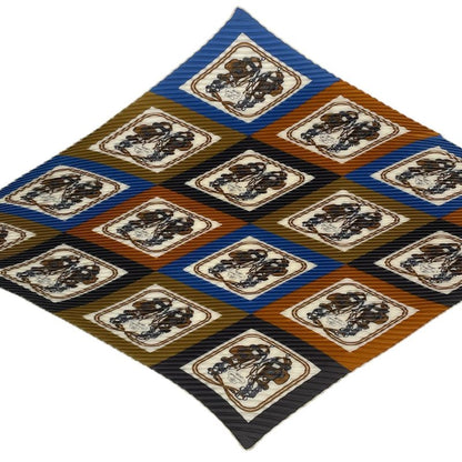 Hermes Scarf Pleated Silk Brides de Gala Geometric Pattern Horse Tackle Box