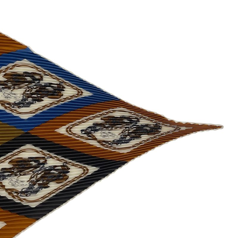 Hermes Scarf Pleated Silk Brides de Gala Geometric Pattern Horse Tackle Box