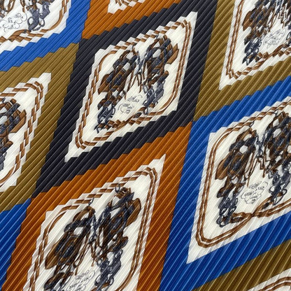 Hermes Scarf Pleated Silk Brides de Gala Geometric Pattern Horse Tackle Box