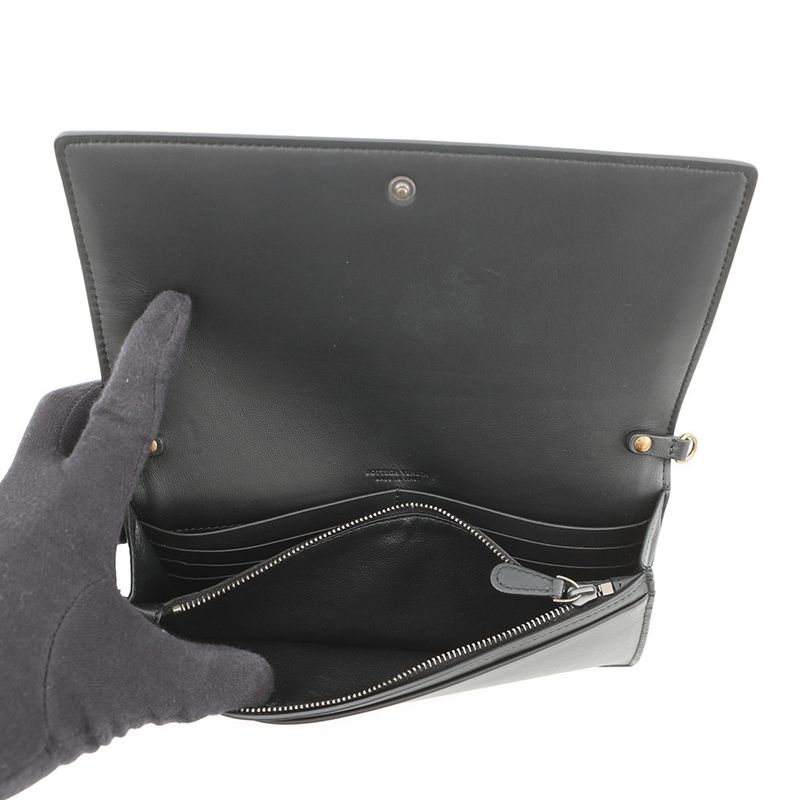 Bottega Veneta Chain Wallet Intrecciato Nylon Leather