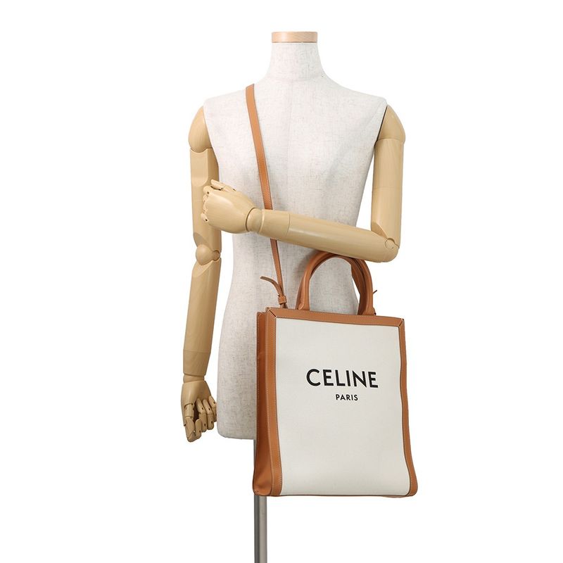 Celine Tote Vertical Cover Small 2-Way Shoulder Bag Natural Tan